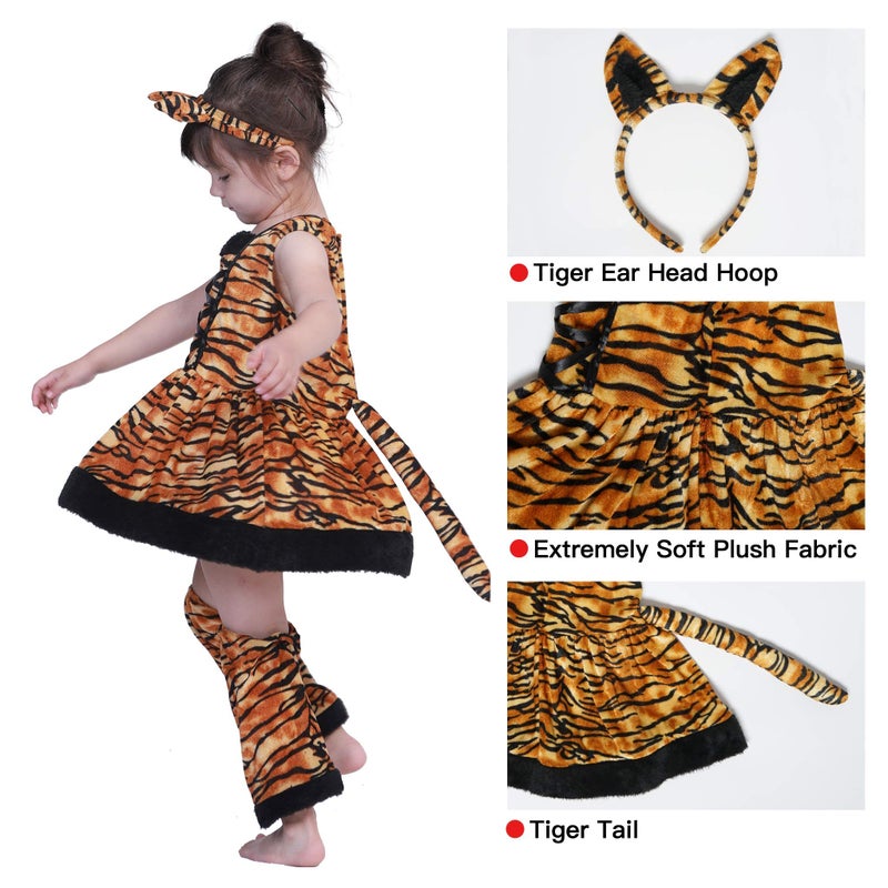 EraSpooky Little Tiger Costume Kids Halloween Animal Costume Big Cat Outfit for Girls - Image 3